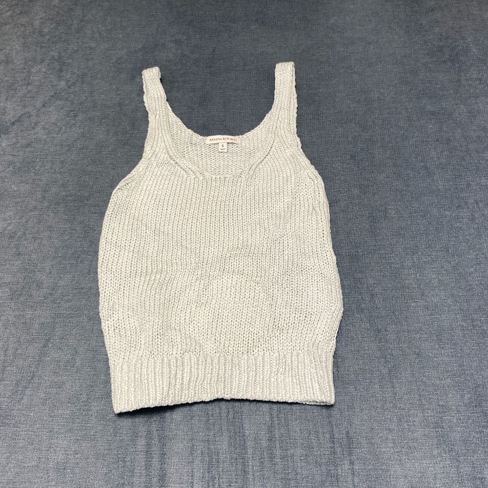 Banana Republic Tank Top Womens Small White Scoop Neck Outdoor Tight Knit Cozy